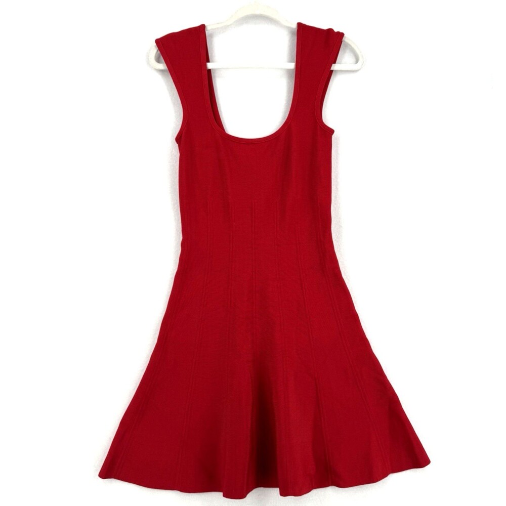 Bebe Red Bandage Fit & Flare Mini Dress S/P Sleeveless Scoop Neck Y2K